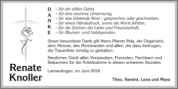 Traueranzeige von Renate Knoller von Allgäuer Zeitung, Kaufbeuren/Buchloe