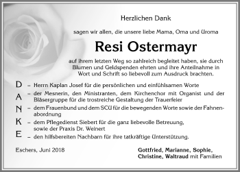 Traueranzeige von Resi Ostermayr von Allgäuer Zeitung, Marktoberdorf