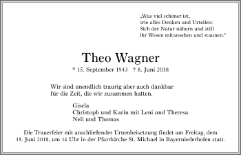 Traueranzeige von Theo Wagner von Allgäuer Zeitung, Füssen