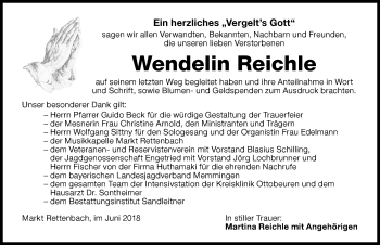 Traueranzeige von Wendelin Reichle von Memminger Zeitung