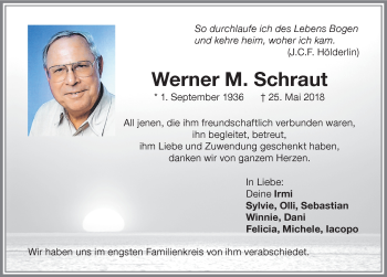 Traueranzeige von Werner M. Schraut von Memminger Zeitung