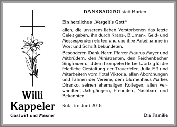 Traueranzeige von Willi Kappeler von Allgäuer Anzeigeblatt