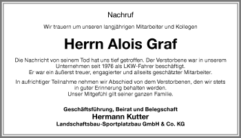 Traueranzeige von Alois Graf von Memminger Zeitung