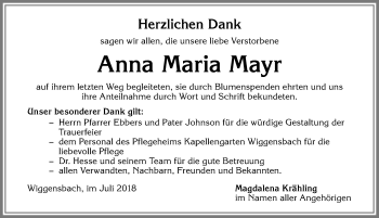 Traueranzeige von Anna Maria Mayr von Allgäuer Zeitung,Kempten