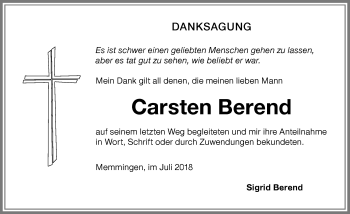Traueranzeige von Carsten Berend von Memminger Zeitung