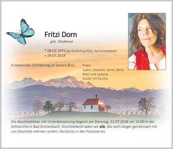Traueranzeige von Fritzi Dorn von Memminger Zeitung