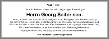 Traueranzeige von Georg Seiter von Memminger Zeitung