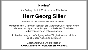 Traueranzeige von Georg Siller von Memminger Zeitung