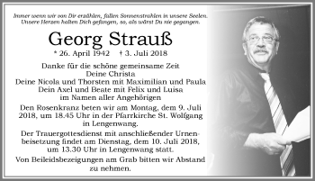 Traueranzeige von Georg Strauß von Allgäuer Zeitung, Marktoberdorf
