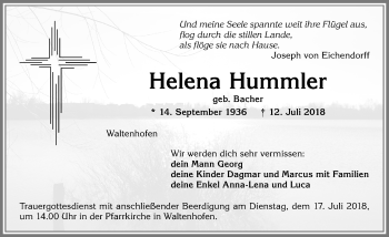 Traueranzeige von Helena Hummler von Allgäuer Zeitung,Kempten
