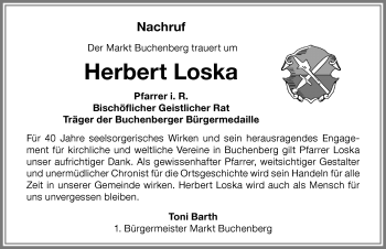 Traueranzeige von Herbert Loska von Allgäuer Zeitung,Kempten