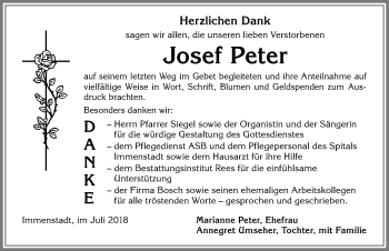 Traueranzeige von Josef Peter von Allgäuer Anzeigeblatt