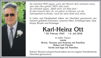 Traueranzeige von Karl-Heinz Ott von Allgäuer Zeitung, Kaufbeuren/Buchloe