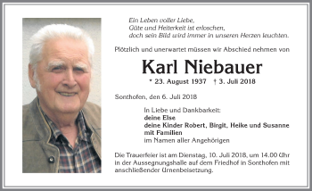 Traueranzeige von Karl Niebauer von Allgäuer Anzeigeblatt