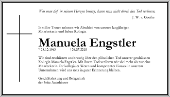 Traueranzeige von Manuela Engstler von Allgäuer Zeitung,Kempten