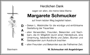 Traueranzeige von Margarete Schmucker von Memminger Zeitung