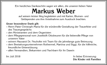 Traueranzeige von Markus Weber von Memminger Zeitung