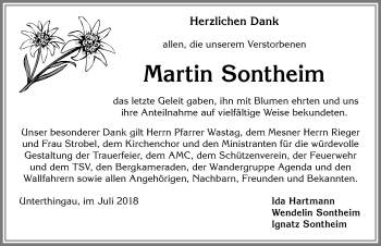 Traueranzeige von Martin Sontheim von Allgäuer Zeitung, Marktoberdorf