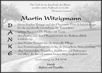 Traueranzeige von Martin Witzigmann von Der Westallgäuer