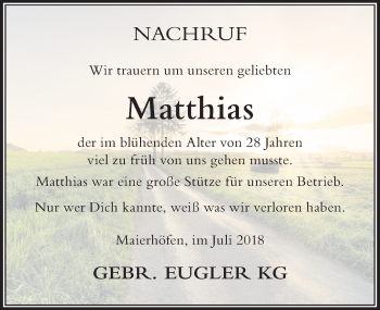 Traueranzeige von Matthias  von Allgäuer Zeitung