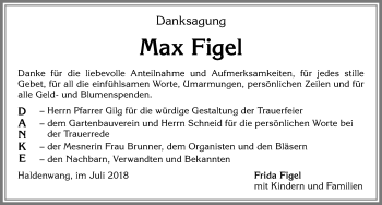 Traueranzeige von Max Figel von Allgäuer Zeitung,Kempten