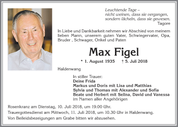 Traueranzeige von Max Figel von Allgäuer Zeitung,Kempten