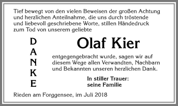 Traueranzeige von Olaf Kier von Allgäuer Zeitung, Füssen