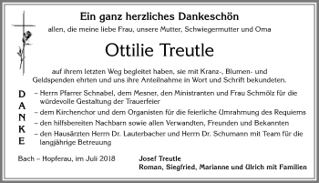 Traueranzeige von Ottilie Treutle von Allgäuer Zeitung, Füssen