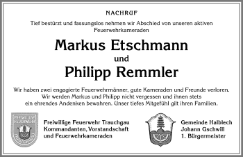 Traueranzeige von Philipp Remmler von Allgäuer Zeitung, Füssen