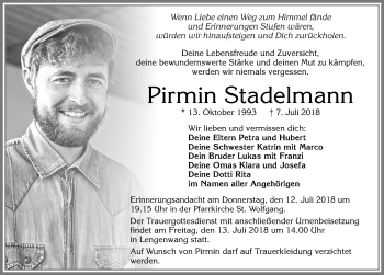 Traueranzeige von Pirmin Stadelmann von Allgäuer Zeitung, Marktoberdorf