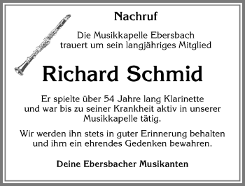 Traueranzeige von Richard Schmid von Allgäuer Zeitung, Marktoberdorf
