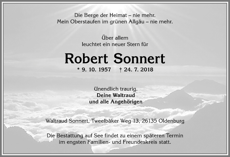  Traueranzeige für Robert Sonnert vom 28.07.2018 aus Allgäuer Anzeigeblatt