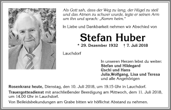 Traueranzeige von Stefan Huber von Allgäuer Zeitung