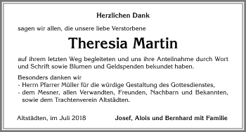 Traueranzeige von Theresia Martin von Allgäuer Anzeigeblatt