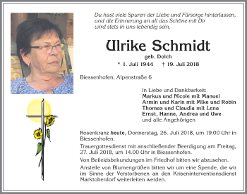 Traueranzeige von Ulrike Schmidt von Allgäuer Zeitung