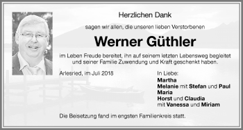 Traueranzeige von Werner Güthler von Memminger Zeitung