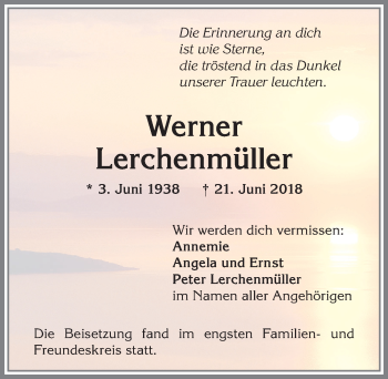 Traueranzeige von Werner Lerchenmüller von Allgäuer Anzeigeblatt