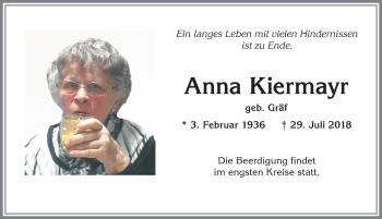Traueranzeige von Anna Kiermayr von Allgäuer Anzeigeblatt