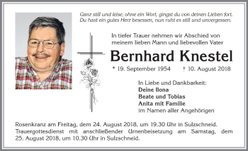 Traueranzeige von Bernhard Knestel von Allgäuer Zeitung, Marktoberdorf