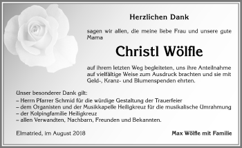 Traueranzeige von Christl Wölfle von Allgäuer Zeitung,Kempten