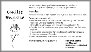 Traueranzeige von Emilie Engstle von Memminger Zeitung