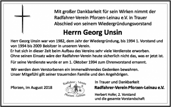 Traueranzeige von Georg Unsin von Allgäuer Zeitung, Kaufbeuren/Buchloe