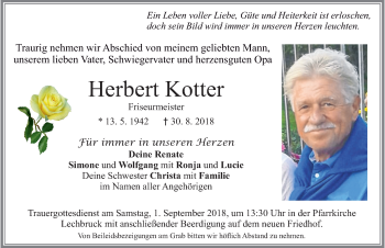 Traueranzeige von Herbert Kotter von Allgäuer Zeitung, Füssen