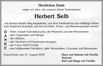 Traueranzeige von Herbert Selb von Allgäuer Zeitung, Marktoberdorf