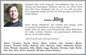 Traueranzeige von Jörg  von Allgäuer Anzeigeblatt