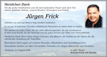 Traueranzeige von Jürgen Frick von Allgäuer Zeitung