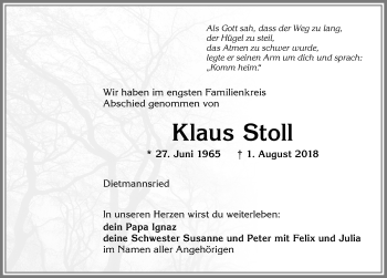 Traueranzeige von Klaus Stoll von Allgäuer Zeitung,Kempten