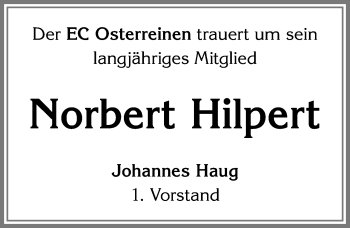 Traueranzeige von Norbert Hilpert von Allgäuer Zeitung, Füssen
