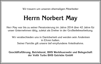 Traueranzeige von Norbert May von Allgäuer Anzeigeblatt