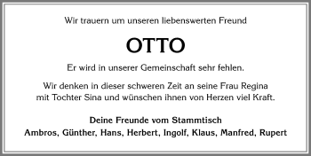 Traueranzeige von Otto  von Allgäuer Zeitung, Kaufbeuren/Buchloe